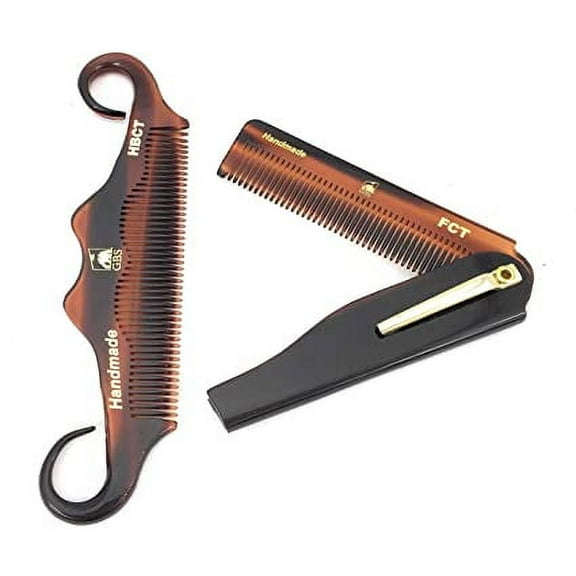 GBS Grooming Fine Tooth Handmade Foldable Hair & Mustache Comb 2 Count