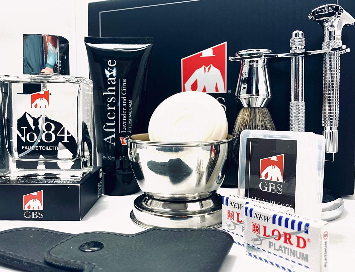 GBS Men's Adjustable Butterfly DE Deluxe Razor Set Comes with 10 Pieces for Ultimate Wet Shaving Experience, Makes A Great Gift
