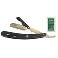 thumbnail image 1 of GBS Professional Straight Edge Razor Shavette Premium Black/Chrome Finish with Safety Locking + 5 Pack of Double Edge Blades Perfect Razor to complete Best Wet Shaving or Beard Shaping and Sharp Lines, 1 of 5