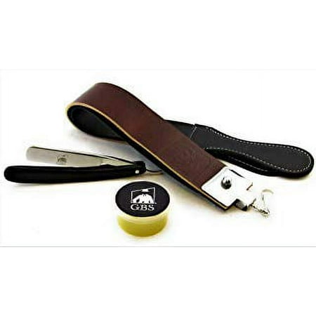 GBS Shave Ready Black Wood Finish Scales Straight Razor - Comes with Shaving Strop and Paste - Vintage Straight Razor, Solid Straight Razor Shaver - Best Gift for Men
