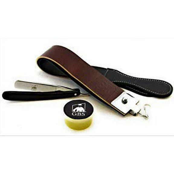 GBS Shave Ready Black Wood Finish Scales Straight Razor - Comes with Shaving Strop and Paste - Vintage Straight Razor, Solid Straight Razor Shaver - Best Gift for Men