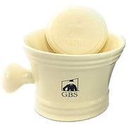 GBS Shaving Mug with Knob Handle and Ocean Driftwood Soap 3 0z White