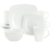 GBS Soho Lounge 16 Piece Square Fine Ceramic Dinnerware Set in White