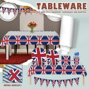 GBSELL Home Clearance 114 Pcs Tableware Set - Tablecloth/Napkins/Cups/Paper Plates/Dinnerware Set/Bunting Flags, Queens Platinum_Jubilee 2024 Decorations Party Supplies for 16 Guests Gifts for Women