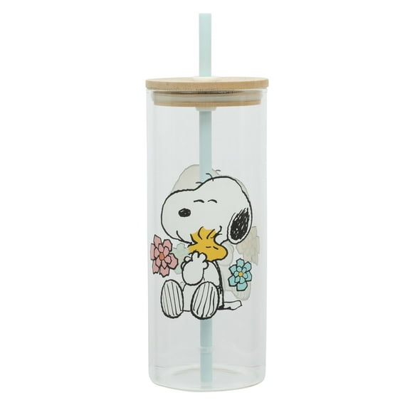 Peanuts Snoopy 22oz Glass Sipper Hug Cup