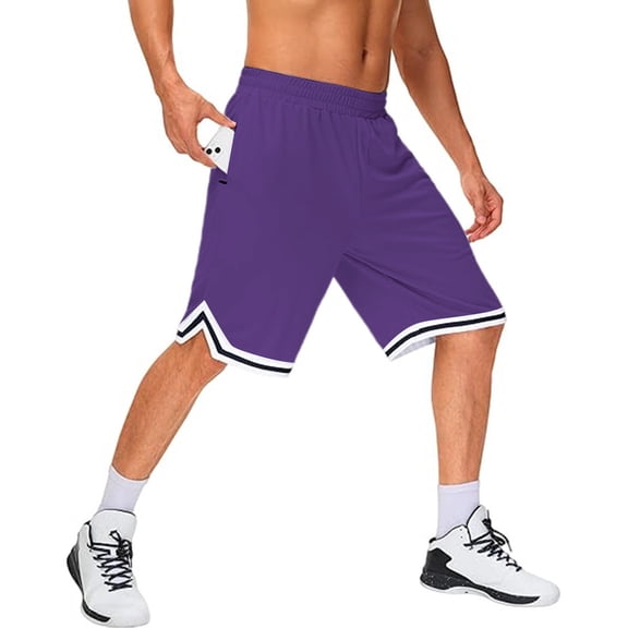 GBSYEWXS Athletic Shorts For Men Comfortable Elastic Waist Knee-Length Solid Color Relaxed Shorts Purple