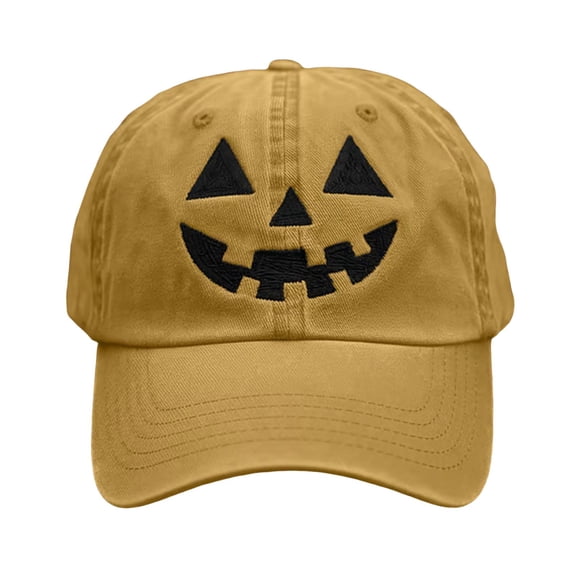 GBSYEWXS Baseball Cap For Men Pumpkin Print Washed Distressed All-Season Halloween Khaki Polyester Hat