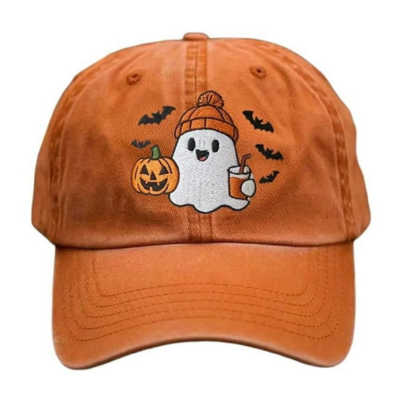 GBSYEWXS Baseball Cap For Women Halloween All-Season Cartoon Print Trendy Hat Orange