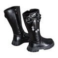 thumbnail image 1 of GBSYEWXS Boots For Girls Kids Knee-High Zip-Up Flat Toe Bow Decoration Comfort Fall Boots Black Size 7.5-8 T, 1 of 9