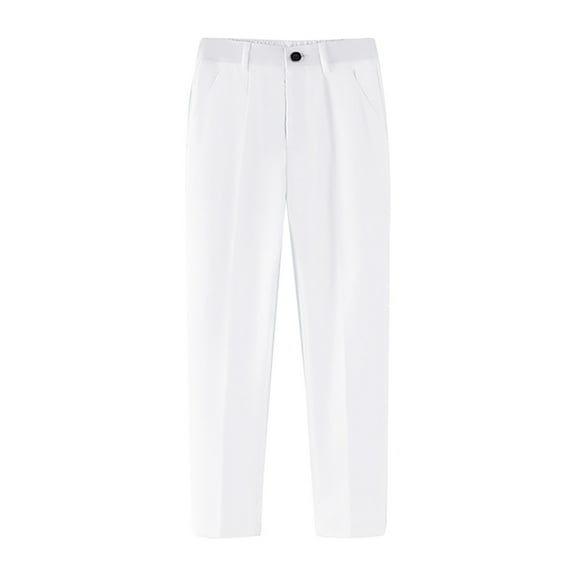 GBSYEWXS Boys' Flat Front Dress Pants Adjustable Waist School Outfits Trousers White Size 3-4 Years