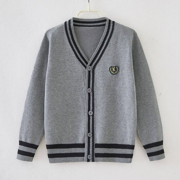 GBSYEWXS Casual Child Boys Sweater Size 8-10 Years Comfortable Color Block V-Neck Varsity Sweater Child
