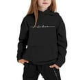 thumbnail image 1 of GBSYEWXS Casual Children Girls Outfits Sets Hooded Letter Print Athleisure Fashion Black Outfit Set Size 5-6 Years, 1 of 4