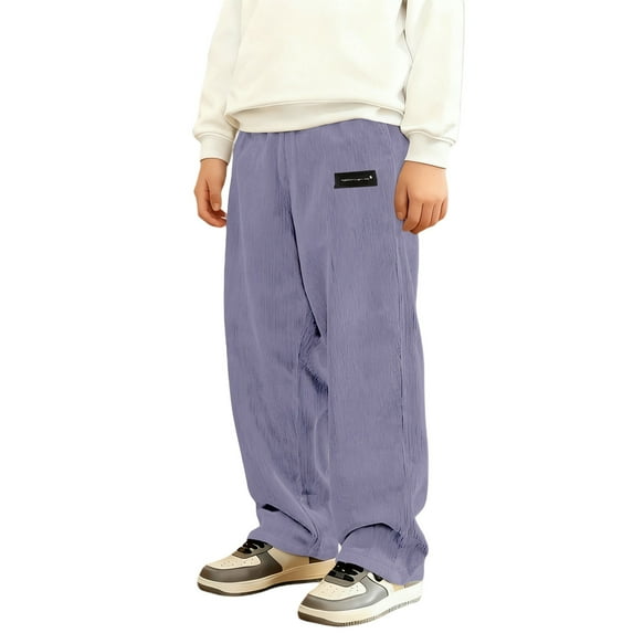 GBSYEWXS Casual Pants For Boys Toddler Straight-Leg Solid Color Corduroy Daily Wear Ankle Trousers Purple Size 5-6 Years