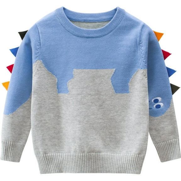 GBSYEWXS Casual Sweater For Boys Child Size 5-6 Years Relaxed Fit Dinosaur Print Crew Neck Pullover Sweater Child