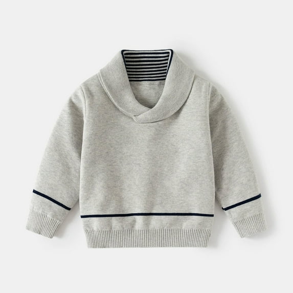 GBSYEWXS Casual Sweater For Boys Kids Size 6-7 Years Soft Solid Color Collared Pullover Sweater Child