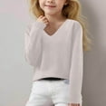 thumbnail image 1 of GBSYEWXS Casual Sweater For Girls Child Size 10-11 Years Comfortable Solid Color V-Neck Pullover Sweater Child, 1 of 5