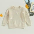 thumbnail image 1 of GBSYEWXS Casual Sweater For Girls Kids Size 5-6 Years Fashion Flower Print Crew Neck Pullover Sweater Child, 1 of 1