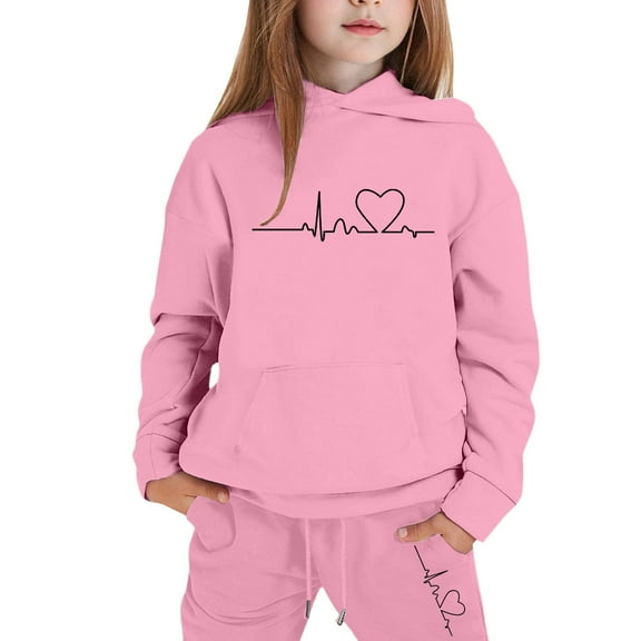 GBSYEWXS Casual Teen Girls Outfits Sets Hooded Letter Print 0 Fashion Pink Outfit Set Size 5-6 Years