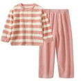 thumbnail image 1 of GBSYEWXS Casual Toddler Child Girls Outfit Set Crew Neck Long Sleeve Striped Print Sweater Pant Loungewear Outfits Sets Pink Size 8-9 Years, 1 of 2
