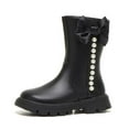 thumbnail image 1 of GBSYEWXS Child Girls Boots Size 4.5-5 T Solid Color Closed Toe Zip-Up Mid-Calf Fall Comfort Black Combat Boots, 1 of 5