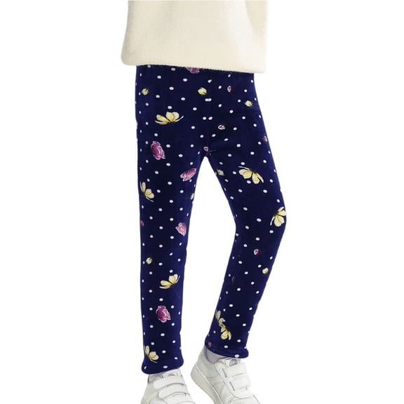 GBSYEWXS Child Girls Leggings Butterfly Print Ankle Slim-Leg Lined Cute Dark Blue Pants Size 9-10 Years