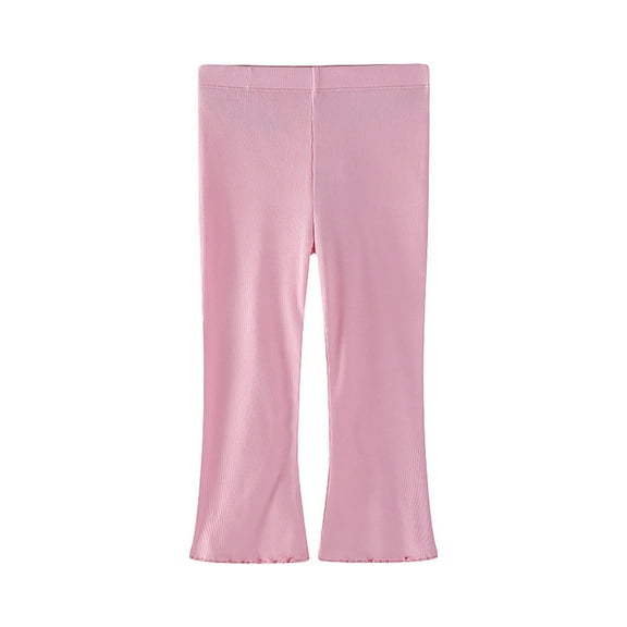 GBSYEWXS Child Girls Trousers Size 6-7 T Solid Color Leggings Skinny Elastic Waist Soft Flare Pink Pants