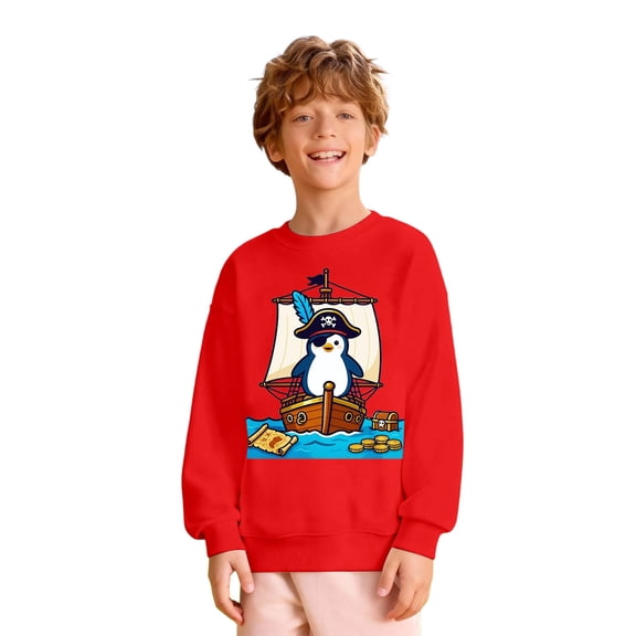 GBSYEWXS Child Little Boys Sweatshirt Casual Long Sleeve Cartoon Print Fall Red Pullover Sweatshirt