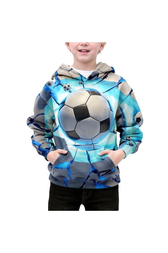 Child Little Girls Hoodie Casual Basketball Print Hooded Long Sleeve Trendy Hoodies Blue Size 6-7 Years