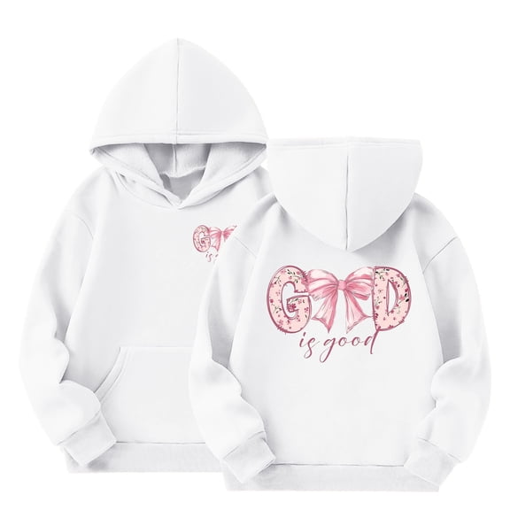 GBSYEWXS Child Little Girls Tops Hooded Long Sleeve Letter Print Outdoor Comfortable White Hoodies Size 5-6 Years