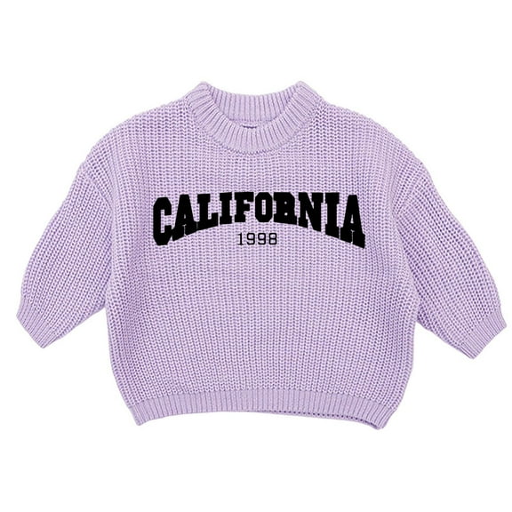 GBSYEWXS Child Sweaters For Little Girls Size 6-7 T Crew Neck Long Sleeve Pullover Outwear Autumn Light Purple Sweaters