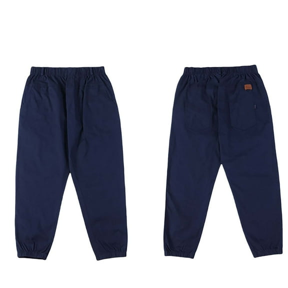 GBSYEWXS Children Boys Pants Uniform School Solid Color Full-Length Relaxed Straight-Leg Elastic Waist Soft Dark Blue Trousers Size 5-6 T