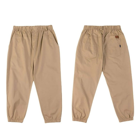 GBSYEWXS Children Boys Trousers Uniform School Solid Color Full-Length Relaxed Straight-Leg Elastic Waist Trendy Khaki Pants Size 10-11 T