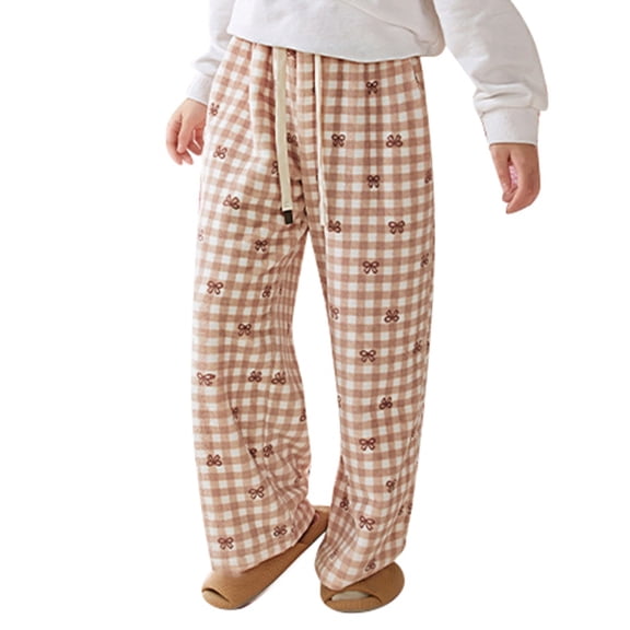 GBSYEWXS Children Girls Casual Pants Size 6-8 Years Lined Plaid Print Stretch Straight-Leg Khaki Pants