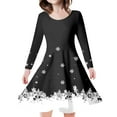 thumbnail image 1 of GBSYEWXS Christmas Dress For Girls Child Holiday Party Long Sleeve Crew Neck A-Line Fashion Snowflake Print Black Dresses Size 10-13 T, 1 of 5