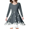 thumbnail image 1 of GBSYEWXS Christmas Girls Child Dress Long Sleeve Snowflake Print A-Line Festive Trendy Grey Dresses Size 4-5 T, 1 of 5