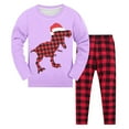 thumbnail image 1 of GBSYEWXS Christmas Holiday Party Size 8-9 Years Long Sleeve Fashion Sweatshirt Pants Dinosaur Print Crew Neck Purple Kids Sleepwear, 1 of 8