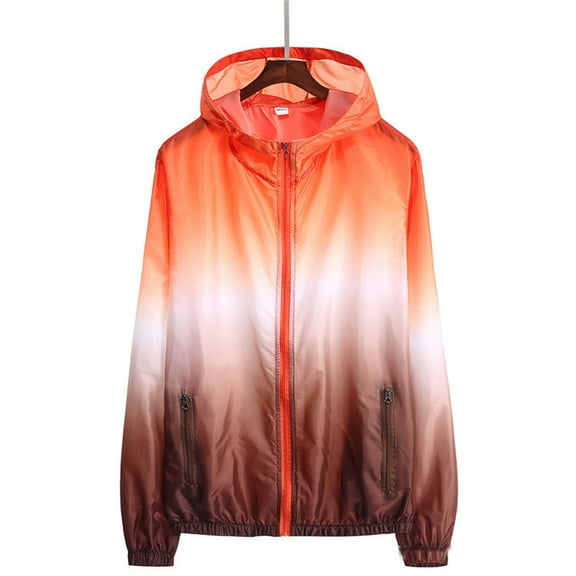 GBSYEWXS Coat For Children Boys Long Sleeve Gradient Windbreaker Breathable Soft Hooded Jacket Orange Size 4--5 Years