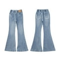 thumbnail image 1 of GBSYEWXS Denim Pant For Girls Child Flared Soft Solid Color Elastic Waist Blue Jeans Size 9 Years--10 Years, 1 of 9