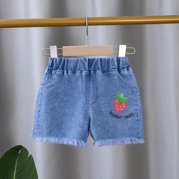 GBSYEWXS Denim Shorts For Girls Kids Size 18 Months--24 Months Short Colored Elastic Waist 2025 Skinny Pink Jeans Shorts