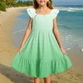 thumbnail image 1 of GBSYEWXS Dress For Girls 2025 A-Line Flutter Sleeve Gradient Daily Wear Light Green Dresses Size 11-12 Years, 1 of 6