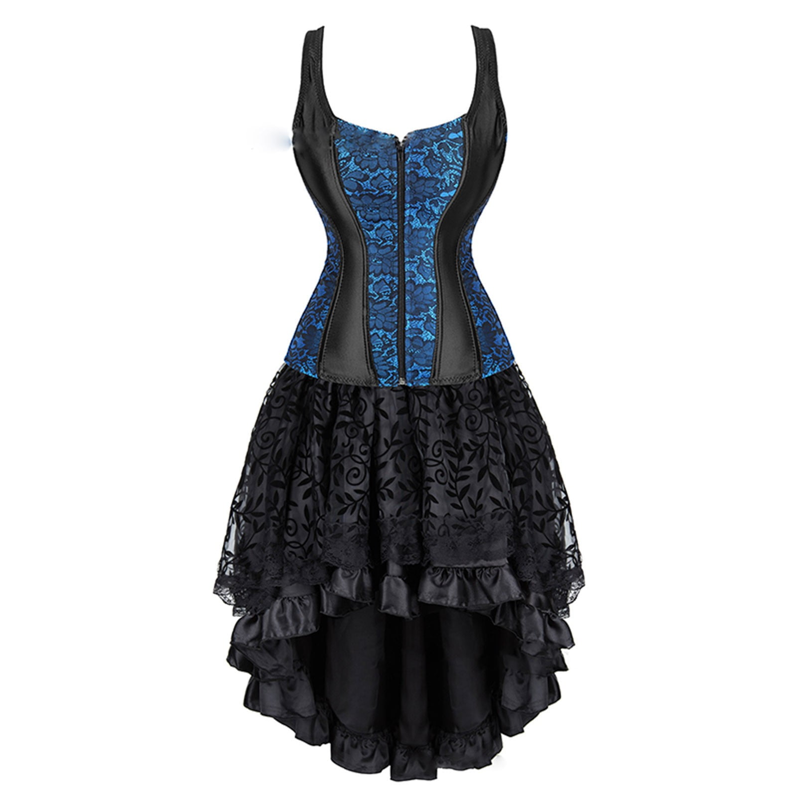Sleeveless Halter Floor-length Lace Dress Ink Blue Plus Size