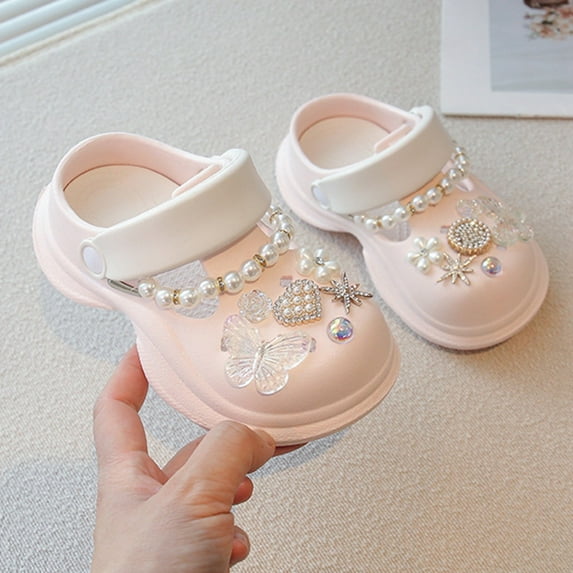 GBSYEWXS Garden Clogs Slippers For Boys Girls Eva Non Closed Toe 3D Cartoon Print Pool Adjustable Ankle Strap Pink Children Toddler Water Shoes Size 8-9 Years