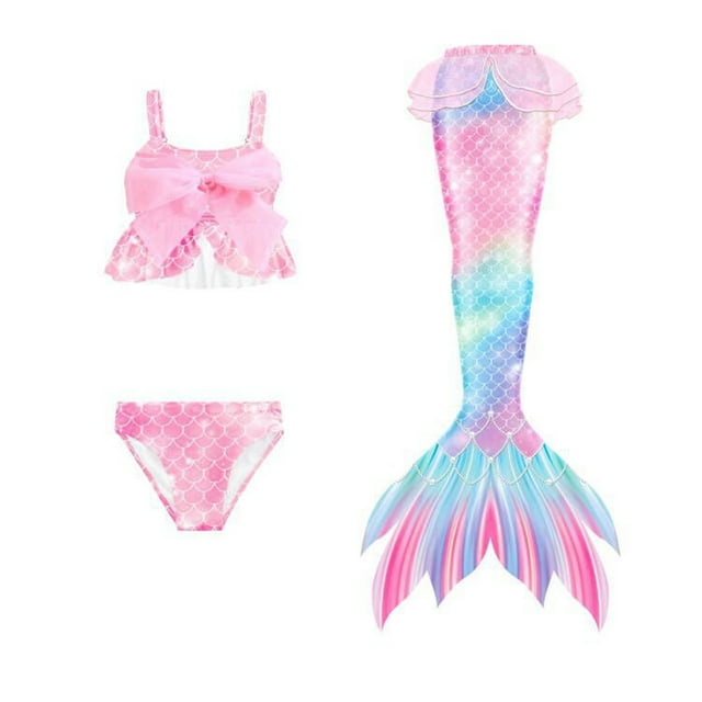 GBSYEWXS Girls 3pc Swimsuit Bathing Suits Bikini Fish Tail Set Size 4-5 T