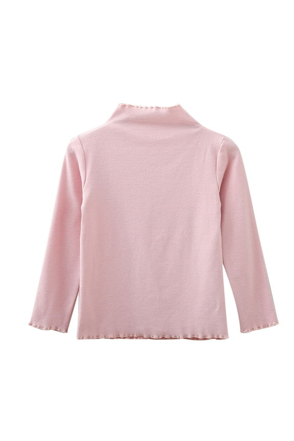 Girls' Basic Shirt Tops Toddler Kids Girls Long Sleeve Basic Inside T Shirt Casual Tees Shirt Top Solid Color Cloths Fashion Street Tops For 7-8 Years