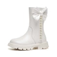 thumbnail image 1 of GBSYEWXS Girls Boots Mid-Calf Zip-Up Closed Toe Solid Color Comfort Outdoor Boots White Size 9-9.5 T, 1 of 8