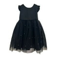 thumbnail image 1 of GBSYEWXS Girls Dress Mesh Flutter Sleeve Solid Color Trendy Black Girl Dresses Size 6-7 Years, 1 of 5