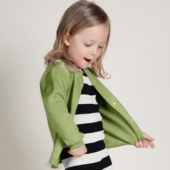 GBSYEWXS Girls Kids Sweater Casual Long Sleeve Soft Comfortable Light Green Cardigan Sweater Size 3-4 Years