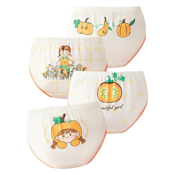 GBSYEWXS Girls Underwear Kids Short Pants Cute Cartoon Briefs Comfortable Panties 4Pcs Soft Underwear Multipack Size 5-6 Years