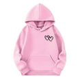 thumbnail image 1 of GBSYEWXS Hoodies Child Little Girls Heart Print Hooded Sweatshirt Fashion Outdoor Long Sleeve Pink Tops Size 5-6 Years, 1 of 3
