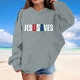 thumbnail image 1 of GBSYEWXS Hoodies For Big Girls Long Sleeve Letter Print Sweatshirt Outdoor Hooded Fall Grey Tops Size 10-11 Years, 1 of 4